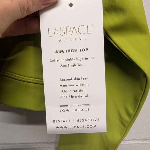 L*Space Aim High Women's Pistachio Green Long Sleeve Crop Top Medium New Tags - Picture 7 of 9